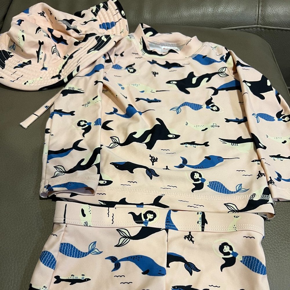 Baby girl 3-piece rashguard swimsuit set